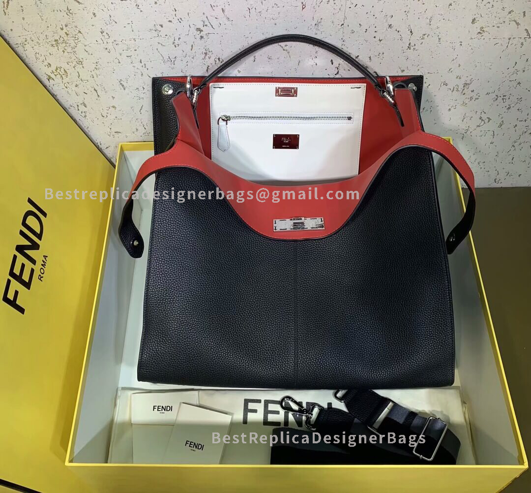 Fendi Peekaboo X-Lite Large Black Leather Bag 653